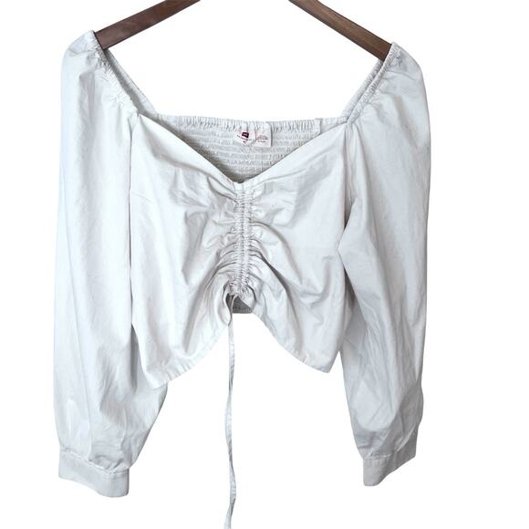 Levi’s Statement Milkmaid Blouse Women’s XL NWT Natural White Cropped Ruched - Picture 1 of 11